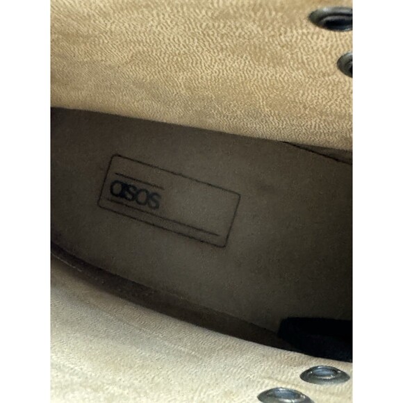 Size 9 - ASOS Men’s Brown Leather Brogue Wingtip Boots - Picture 6 of 8